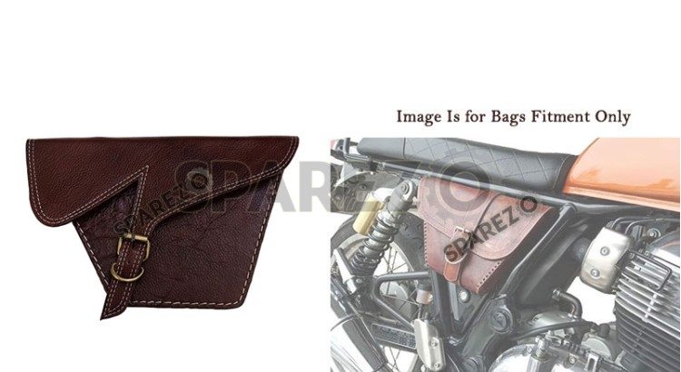 Royal Enfield GT and Interceptor 650 Side Panel Bag Genuine Leather Cherry Brown - SPAREZO